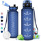 Gourde 1.5L, Gourde Graduée pour 1 Journee, Réutilisable, Gourde Sport, sans BPA, avec Marqueur de Temps, Gourde Motivation pour Adulte, Cyclisme, Bureau, l'école, Camping, la randonné, Running