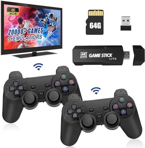 Console De Jeux,Wireless Console Retro,Game Stick 4K Retro avec 20000+ Jeux Classiques,Emulateur Console Plug and Play Video Game Stick Built in Games (64G)