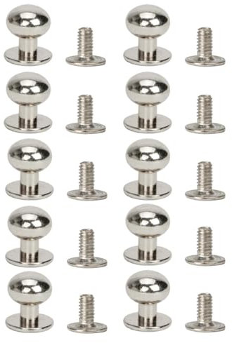 Lot de 10 rivets à tête ronde et vis en alliage de zinc massif pour ceinture, sangles, sac (10 mm)