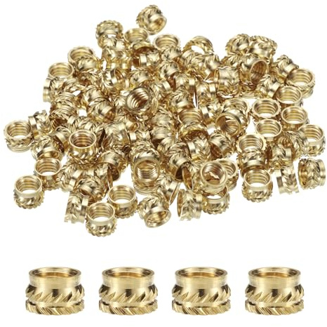 QUARKZMAN 50 Stück M6 Gewindeeinsätze Messing Heat Set Insert M6x5mm, OD 8mm gerändelte Einpressmuttern, 3D-Druck Messingmuttern weibliche Gewindeeinsätze Muttern