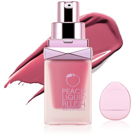 Boobeen Flüssige Blush Makeup Dewy Finish, Leichtes Hochpigment Matte Soft Cream Blush für Wangen, Lang anhaltende glatte natürliche Blush Farbe, mit Puff