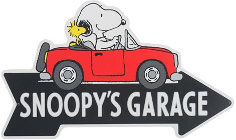 Peanuts Snoopy's Garage Pfeil Metallschild – lustige Erdnüsse Wanddekoration für Garage, Geschäft oder Kinderzimmer
