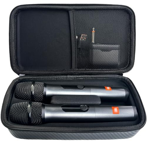 amiumuca Wireless Microphone Case Compatible with JBL Wireless Microphone,Durable Waterproof Carrying Bag with Handles & External Elastic,for Live Performances for JBL Partybox(Box Only)