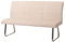 Sitzbank HWC-G55, Esszimmerbank Bank, Edelstahl gebürstet Stoff/Textil Chenille Öko-Tex, 180cm - Creme