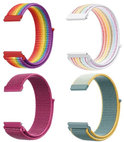 JSTHHTT 4 Piezas 22mm/20mm Pulseras Elásticas Ajustables de Nylon Deportivo de Repuesto
