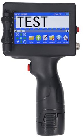Zunate Handheld Tintenstrahldrucker, Schnell Trocknende Inkjet Kodierung mit 4,3 Zoll Touchscreen, Tragbarer Handheld Drucker für Barcode, Chargennummer, Code, Datumsetikett, QR Code