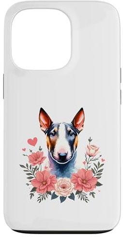 Custodia per iPhone 13 Pro Roses Flowers Miniature Bull Terrier Mini Bull