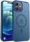 PuyaTeya für iPhone 12/12 pro Hülle, mit Magnetisch, Militärschutz Transluzent matt stoßfest Anti-Kratzen/Anti-Fingerprint/Anti-Glatte Handyhülle für iPhone 12/12 pro (Navy Blau)