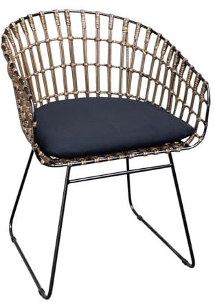 WOLF MÖBEL WOOD YOU LIKE Rattan Sessel Amara mit Kissen Esszimmer Küche Stuhl Relax Rattansessel Esszimmerstuhl (Braun)