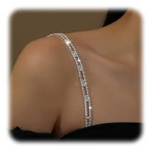 FloralGrace Tirantes de sujetador de diamantes de imitación, correas ajustables con purpurina, antideslizantes y elegantes, perfectas para vestidos y tops, ideal para bodas y eventos, plata, L