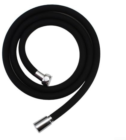 1.5 m langer flexibler Duschschlauch aus Silikon für komfortable Reichweite und einfache Verwendung mit Standard-Armaturen (schwarz)