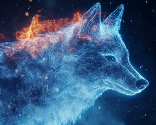 Malen nach Zahlen Kits Erwachsene und Kinder Leuchtender Wolf DIY Ölgemälde Digitale Leinwand Wandkunst Home Decoration - 40x50CM
