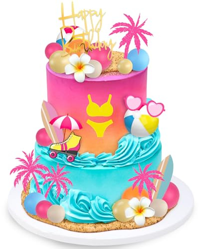 29 Stück Hawaiianische Kuchendekoration Hawaiianische Tortendekorationen Tortendeko Kuchenkugel für Tropisch Hawaii Strand Sommer Party Dekoration
