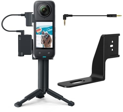 YUYQAQ Mikrofon-Erweiterungsständer für D-JI Mic Mini Insta-360 X5, Mikrofon-Adapter-Halterung, externe Mikrofonhalterung mit Audiokabel für Insta-360 X5