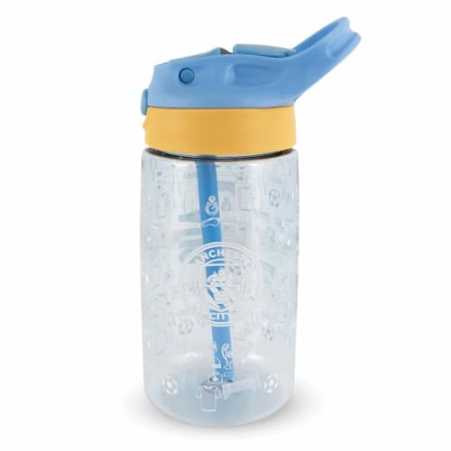 Hy-Pro Officially Licensed Manchester City F.C. Kids Water Bottle – 480ml, 3D Print, Man City, Integrated Spout, No Spill, Toddler Bottle, Carry Handle, Football Gift Idea