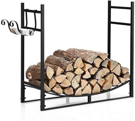 Robustes Kaminholzregal mit Anzündholzhalter, langlebig, für den Innen- und Außenbereich, für Feuerstelle und Herd, Holzstapler für Kamin, 83,8 cm