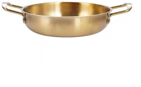 Pentola multiuso in acciaio inox da 18 cm, per ramen e pasti caldi, con manici di presa sicura, colore: oro