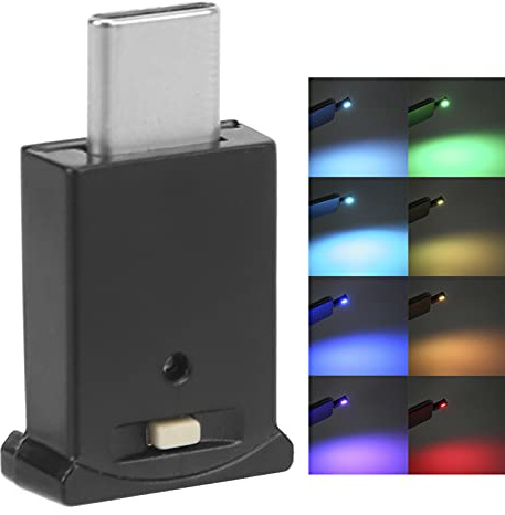 ZESTEFY Luce Ambientale USB Auto, LED RGB 8 Colori con Regolazione Luminosità, Lampada Atmosfera Interni per Auto con Tipo-C, Mini Luci Decorazione per Auto, Computer, Laptop