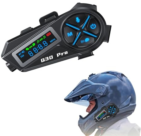 Auricolare Bluetooth rimovibile per casco da moto, 500 m, sistema di comunicazione per 2 piloti, interfono per caschi da moto con condivisione musicale/riduzione del rumore/radio FM, 2 microfoni e