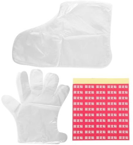 Mobestech Professionelle Fußpeeling Maske mit Handpflege 200 Stück Pe Hand- und Fußmasken Tropfsicher und Transparent für Zuhause und Hotelgebrauch Zufälliger Stil