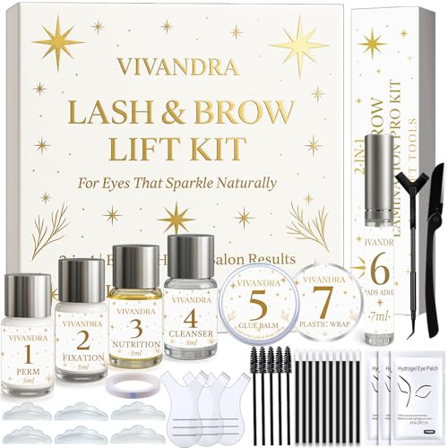 2-IN-1 Wimpernlifting Set & Augenbrauen Lifting Set– Professionelles Brow Lamination Kit für Dichtere Brows & Langanhaltend Geschwungene Wimpern, Salonqualität Lash Lift & DIY zu Hause mit Anleitung