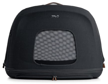 Tavo Crispin Mittelgroß Transportbox Hund, Latch‑System, Für Hunde & Katzen | Aufprallgeprüfte Transportbox mit atmungsaktivem Mesh, 2 Matratzenauflagen, für Hunde oder Katzen bis 24,9 kg