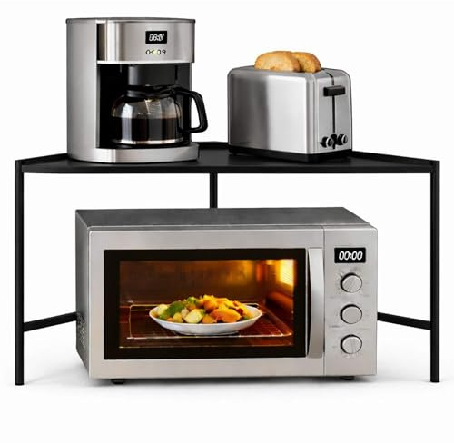 DanDiBo Mikrowellenregal Eckregal Küche Stehend Arbeitsplatte 72x72 cm Schwarz 2 Stufig 96688 Mikrowellen Regal Küchenregal Microwave Shelf (Schwarz)