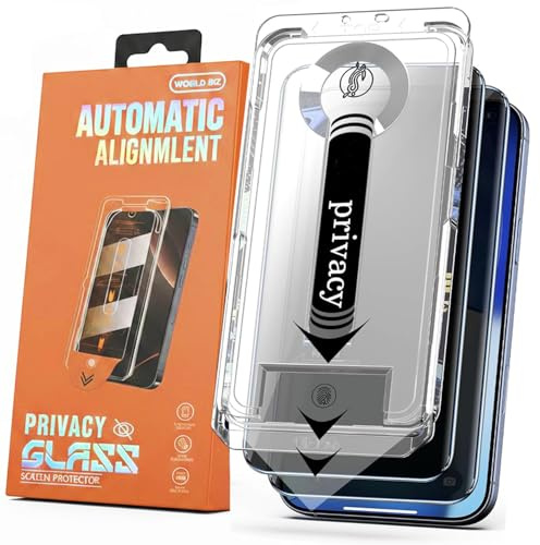 World biz 2 Pack Privacy Screen Protector for iPhone 13 Pro Max/iPhone 14 Plus (6.7inch), Premium 9H+ Tempered Glass Film, Anti Spy, Compatible With Face ID, Auto Dust Elimination, No Bubbles