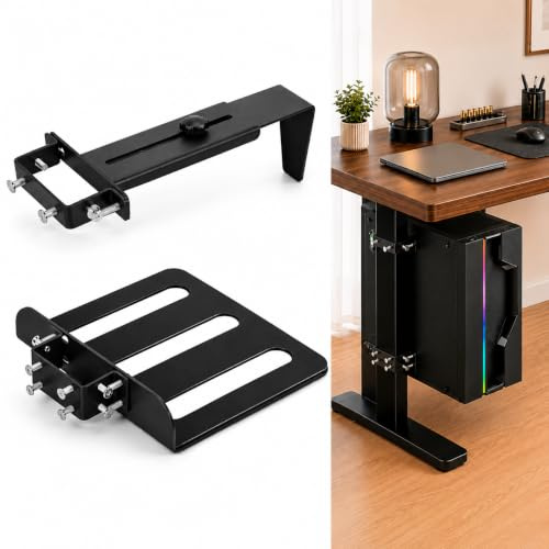 Kuchisity PC-Halterung Untertisch verstellbar ohne Bohren 20kg Kapazität | PC Halter für höhenverstellbare Schreibtische, flexibel anpassbar, optimale Luftzirkulation