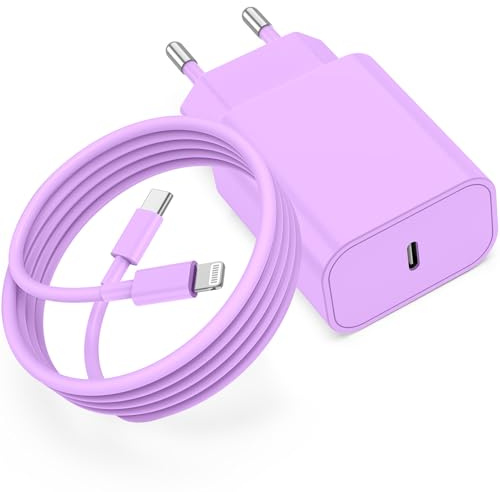 Chargeur Rapide iPhone Violet, certifié Apple MFi 20W Chargeur Rapide avec 2m Câble USB C pour iPhone 14/14Pro/ 13/13 Mini/13 Pro/13 Pro Max/12/12 Mini/12 Pro/12 Max/11/11 Pro/11 Max