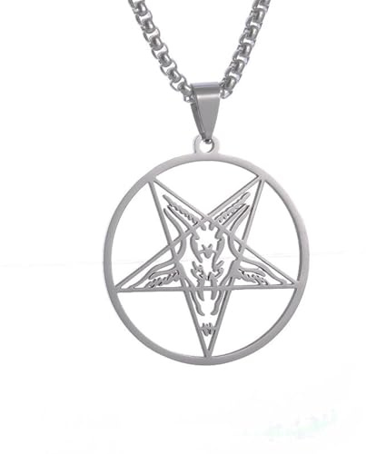Generisch Church of Satan Schmuck Lucifer Buffy Met Umgekehrtes Pentakel-Siegel für Männer Glücksbringer Anhänger Halskette Schmuck