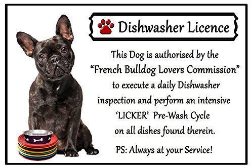 French Bulldog Lover Gift - Fun Dishwasher Licence Flexible 6 x 4 Magnet
