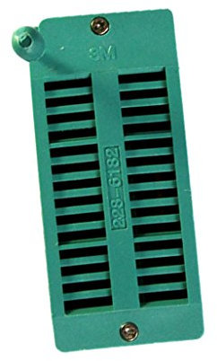 28 Pin ZIF IC Test Socket 2.0mm/ 2.54mm Pitch Narrow - Green, 2.54mm