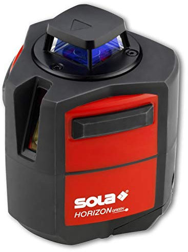 Sola Horizon Green Basic - Nivel láser de seguimiento de 360 grados, alta precisión, visible en el exterior Incluye maletín y soporte de pared magnético.