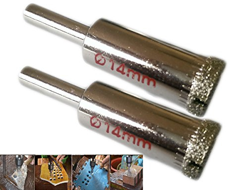 Punte Trapano Diamantate 14mm Kit 2 Frese a Tazza Diamantata per Vetro Marmo Ceramica Piastrelle Vetroresina | Punta Foratura Precisa Rivestimento Diamante per Fai da Te e Uso Professionale