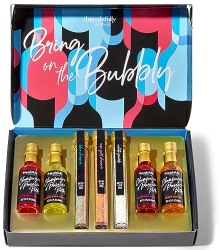 Modern Gourmet Foods, Bubblies Cocktail Toppers Therapy Kit, ensemble de 4 mélanges rafraîchissants aux arômes de fruits : perles ou pétales de rose comestibles pour votre Prosecco sans alcool