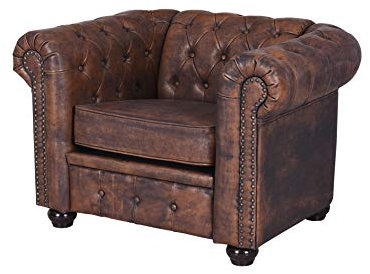 Chesterfield Sessel Clubsessel Cocktailsessel Eco-Leder Fernsehsessel Klassiker Braun gepolstert fha008 Palazzo Exklusiv