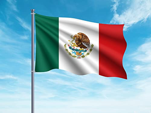 Oedim Bandera de México 85x1,50cm | Reforzada y con Pespuntes | Bandera con 2 Ojales Metálicos y Resistente al Agua