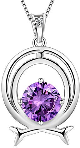 Aurora Tears Fische Halskette 925 Sterling Silber 12 Sternzeichen Anhänger Konstellation Februar Birthstone Halskette CZ Horoskop Schmuck für Frauen und Mädchen DP0134Y