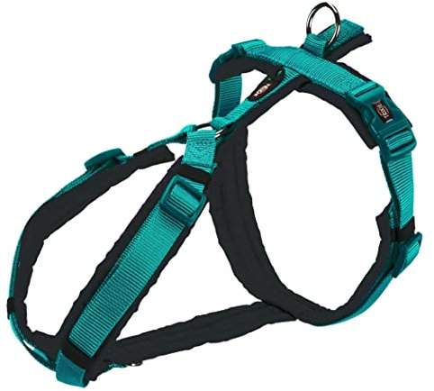 Trixie New Premium Trekking Geschirr, L: 70-85 cm/25 mm, Ozeanblau/Graphit, Hund