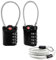 Newace Candados TSA para Meletas Candado Combinacion Taquilla con Función de Alerta de Equipaje Abierto y Cable de Acero de 1 m (2 Piezas, Negro)