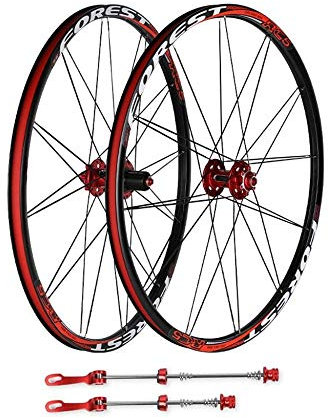 2627 5 MTB Fahrrad Vorne Hinterrad Doppelwand Radsatz Abgedichtete Lager Nabe Schnellspanner Felge Rot Schwarz 1800g,27.5inch