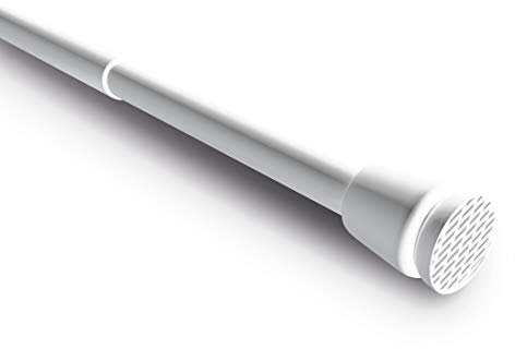 Levivo Barra de cortina, también como barra para cortinas de ducha o perchero, largo variable debido a la sencilla barra telescopio extensible, de aluminio cromado, 105-180 cm, Blanco