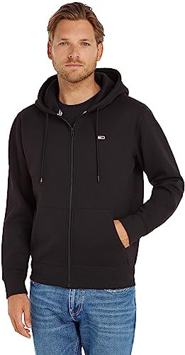 Tommy Jeans Felpa con Cappuccio e Zip Uomo TJM Regular Cerniera, Nero (Black), M