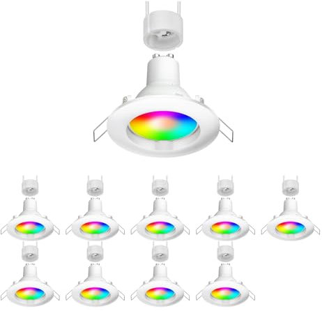 ledscom.de 10 Stück LED Decken-Einbaustrahler CIRC weiß inkl. Smart Home RGBW GU10 LED Lampe, 5,41W, 473lm