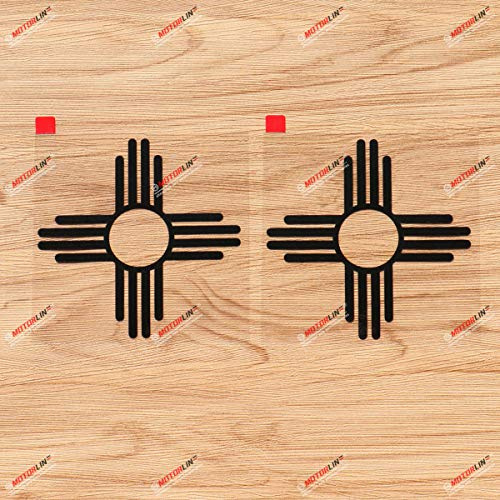 New Mexico Staatsflagge NM Antike Zia Sonne Vinyl Aufkleber Sticker - 2er Pack Schwarz, 10,2 cm - ohne Hintergrund für Auto Boot Laptop Becher Telefon