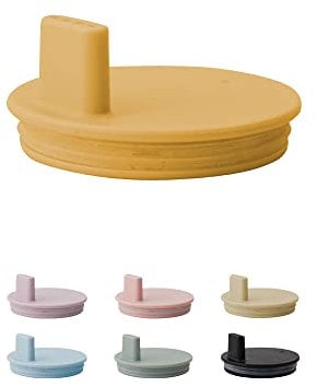 Design Letters deckel für Baby und Kinder Persönliches Trinkglas in Tritan (Senffarben) - BPA-frei, BPS-frei und EA-frei, matt gefärbter Deckel mit Silikonring, spülmaschinenfest, 14 g