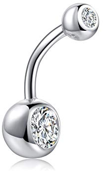 SILBERTALE Bauchnabelpiercing Sterling Silber 925 Damen Herren Zirkonia Nabelpiercing Piercing Bauch Nabel 7.2mm 10mm 12mm