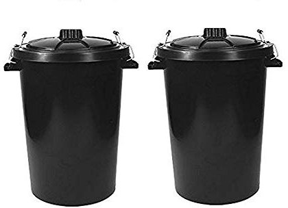 IDEAL 365 2 x 85 Litre Heavy Duty Outdoor Bins With Clips and Lockable Lids