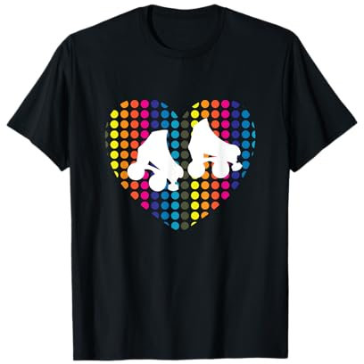 Rollschuhlaufen Disco 70er 80er Jahre Rollschuh Outfit für Damen T-Shirt